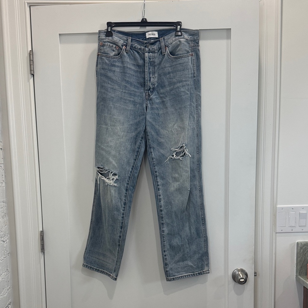 Pistola Light Blue High Waisted Distressed Jeans